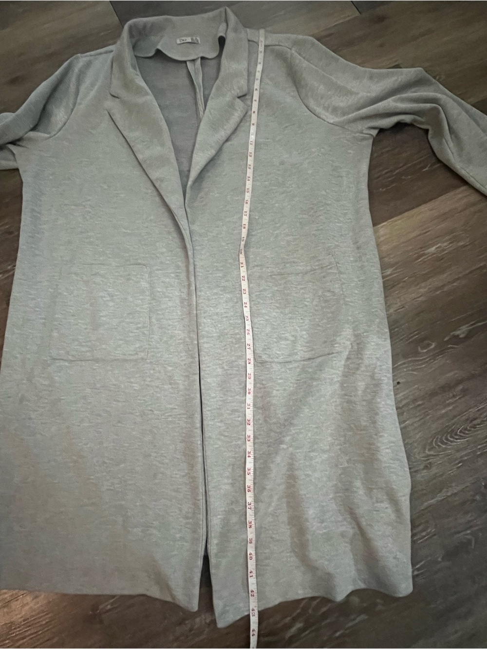 DEX Plus 3X Gray Knit Duster Cardigan Jacket Notch Lapel Pockets - Picture 6 of 10